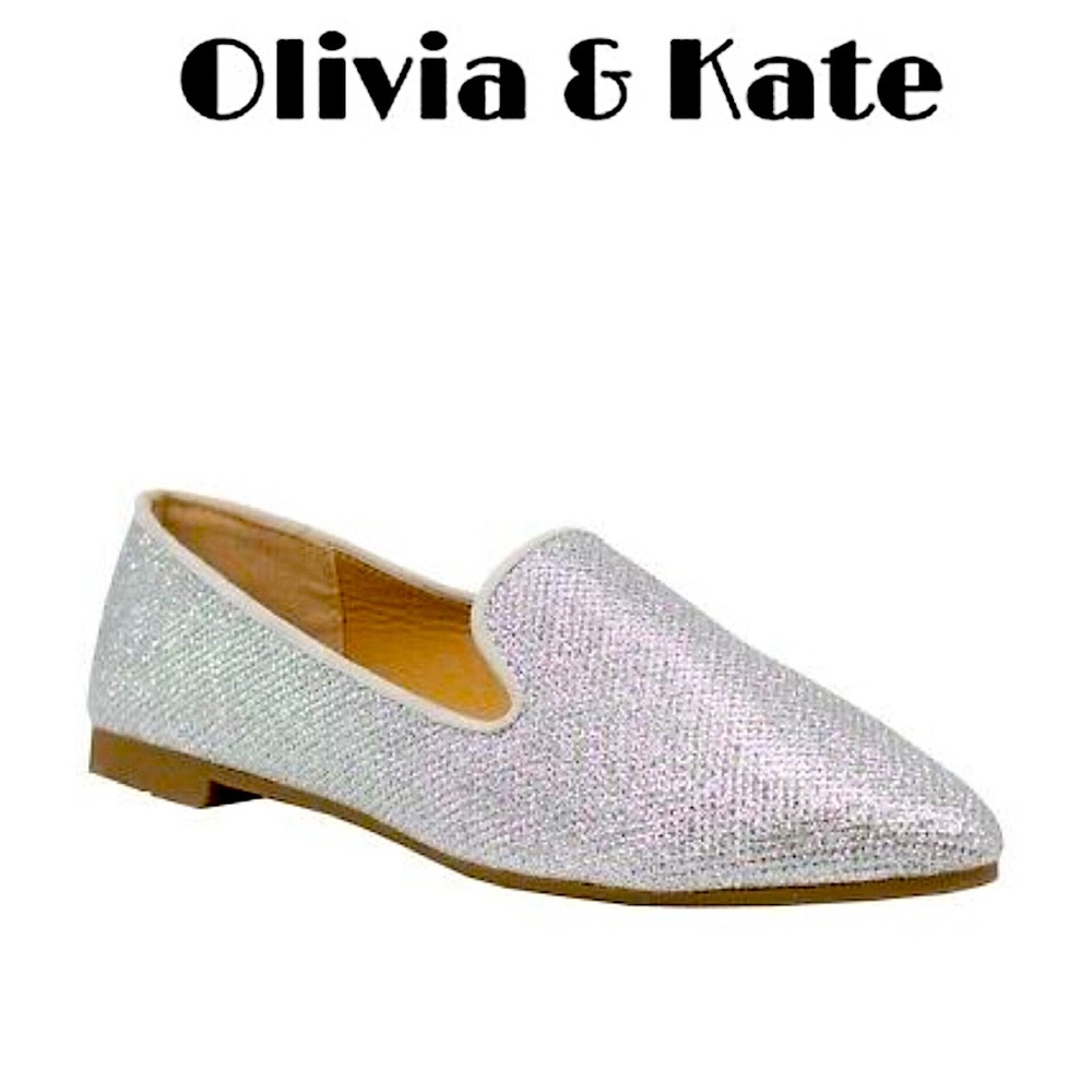 NIB~Olivia & Kate-Silver Glitter Flats